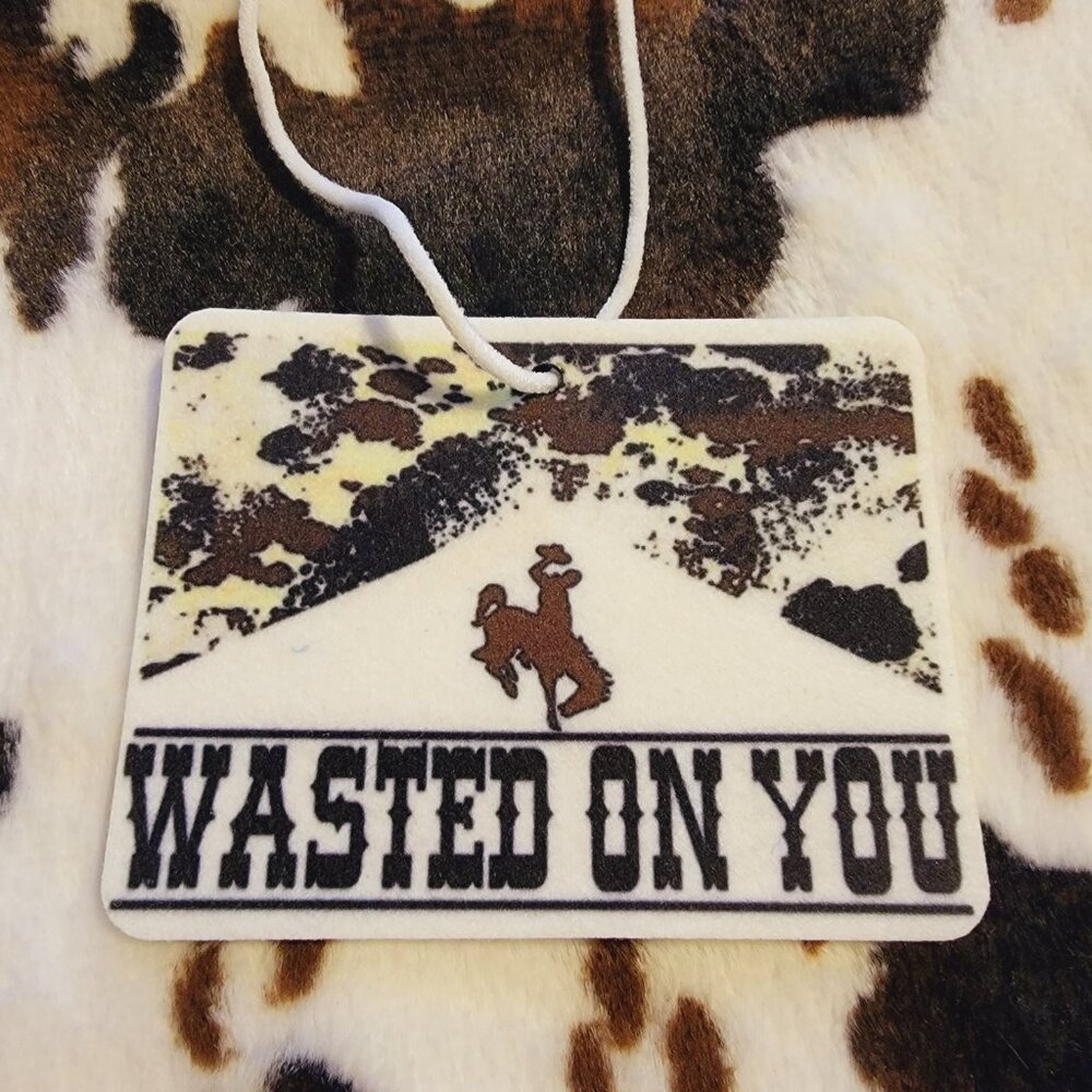 Wasted On You Western Unscented Hanging Car Air Freshener